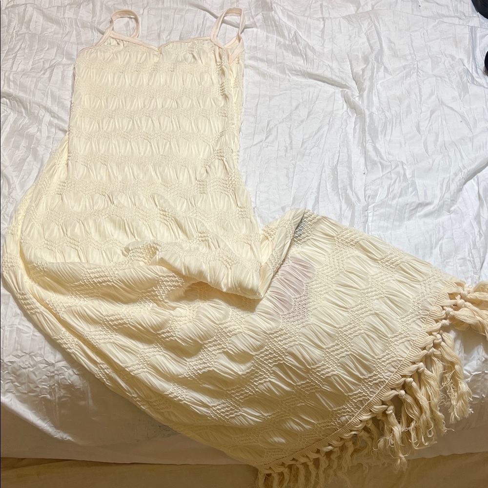 SHEIN Cream Textured Maxi Dress
